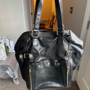 Yves Saint Laurent Black Shoulder Bag with Gold Details